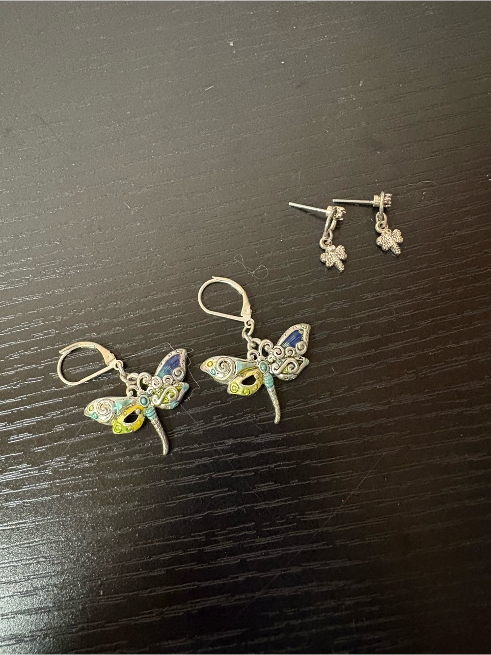 Silver Tone Enamel Dragonfly Dangle Earrings & Butterfly Stud Earrings Lot - Picture 2 of 6